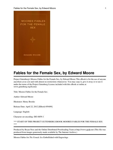 Cover of Moores Fables for the Female Sex