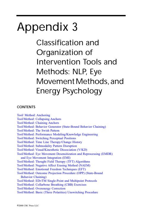 Cover of Appendix 3: Classification and Organization of Intervention Tools and Methods: NLP, Eye Movement Methods, and...