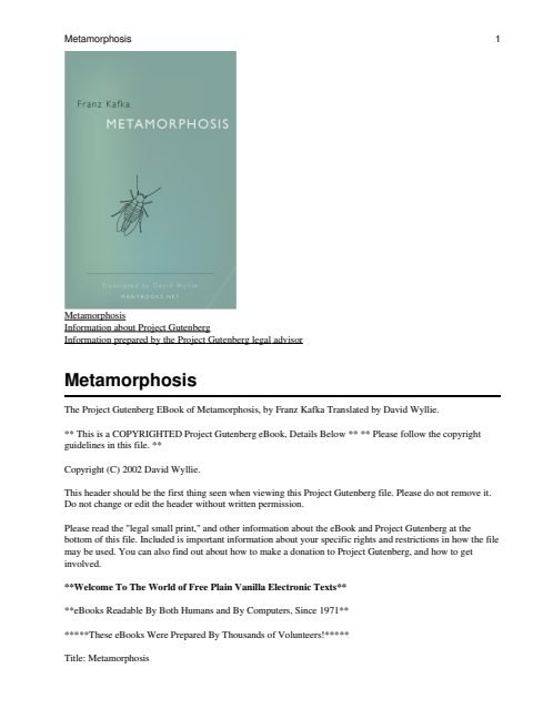 Cover of Metamorphosis