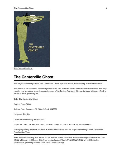 Cover of The Canterville Ghost