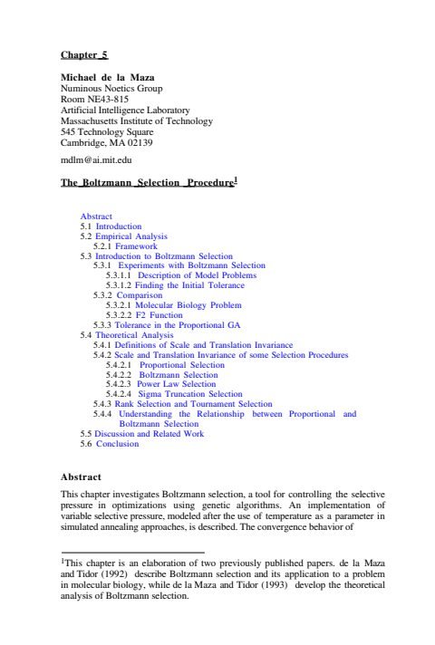 Cover of Chapter 05: The Boltzmann Selection Procedure