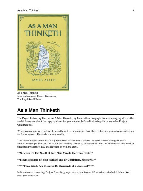Cover of As a Man Thinketh