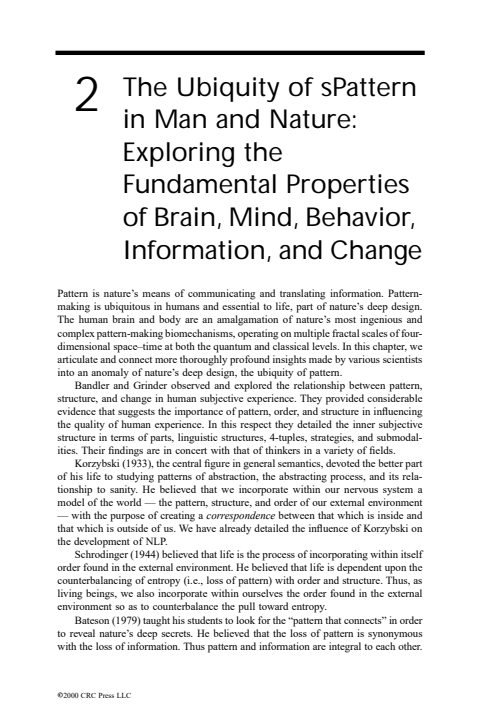 Cover of Chapter 2: The Ubiquity of Pattern in Man and Nature: Exploring the Fundamental Properties of Brain, Mind, Behavior, Information, and Change