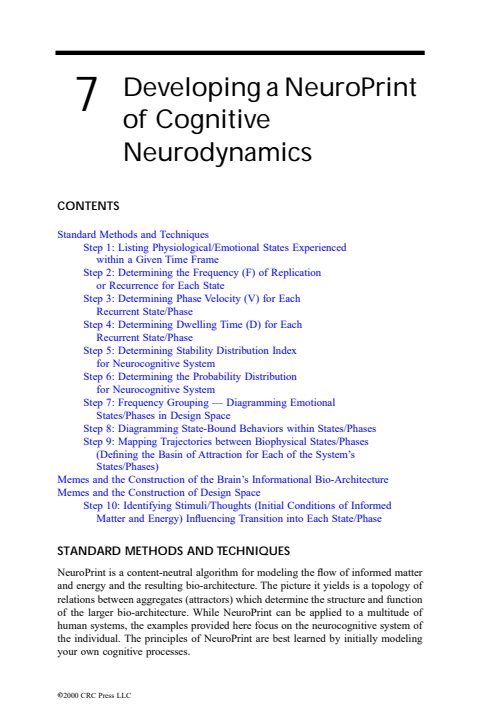 Cover of Chapter 7: Developing a NeuroPrint of Cognitive Neurodynamics