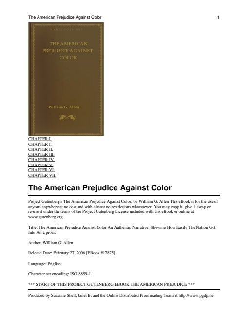 Cover of The American Prejudice Against Color