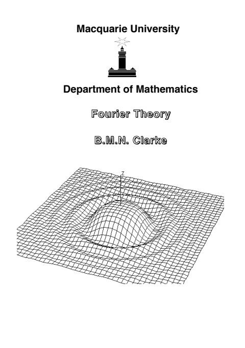 Cover of Math 335 Fourier Theory Notes