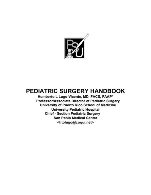 Cover of PEDIATRIC SURGERY HANDBOOK