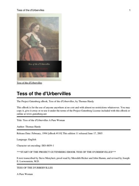 Cover of Tess of the d'Urbervilles