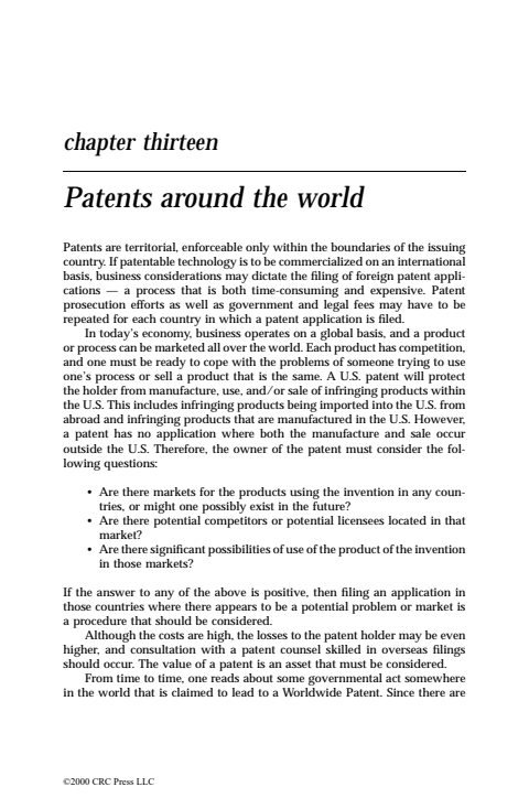 Cover of Chapter 13: Patents around the world