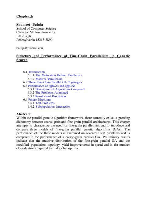 Cover of Chapter 06: Structure and Performance of Fine-Grain Parallelism in Genetic Search