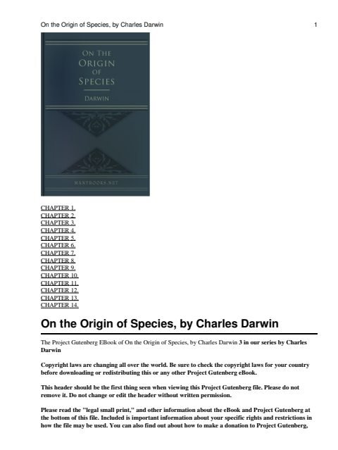 Cover of On the Origin of Species