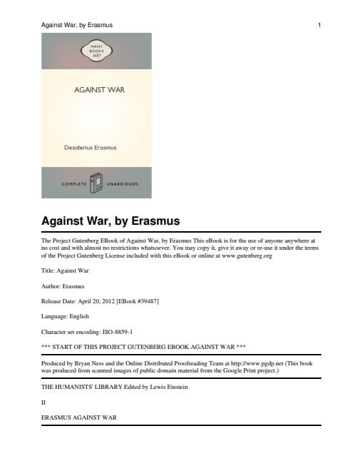 Cover of Against War