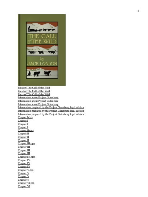 Cover of Etext of The Call of the Wild