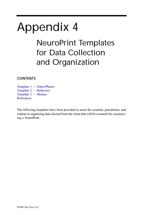 Cover of Appendix 4: NeuroPrint Templates for Data Collection and Organization